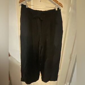 DKNY Women's Black Wide Leg Linen Pants